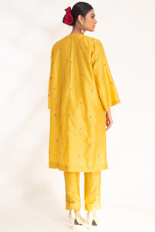 Ojal Kurta Set Yellow
