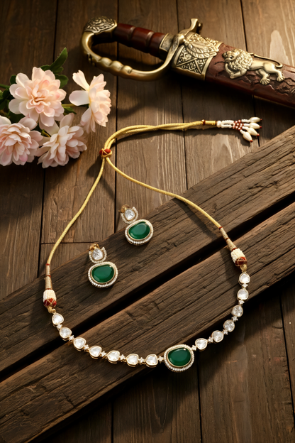 Gold plated ethnic necklace with earings