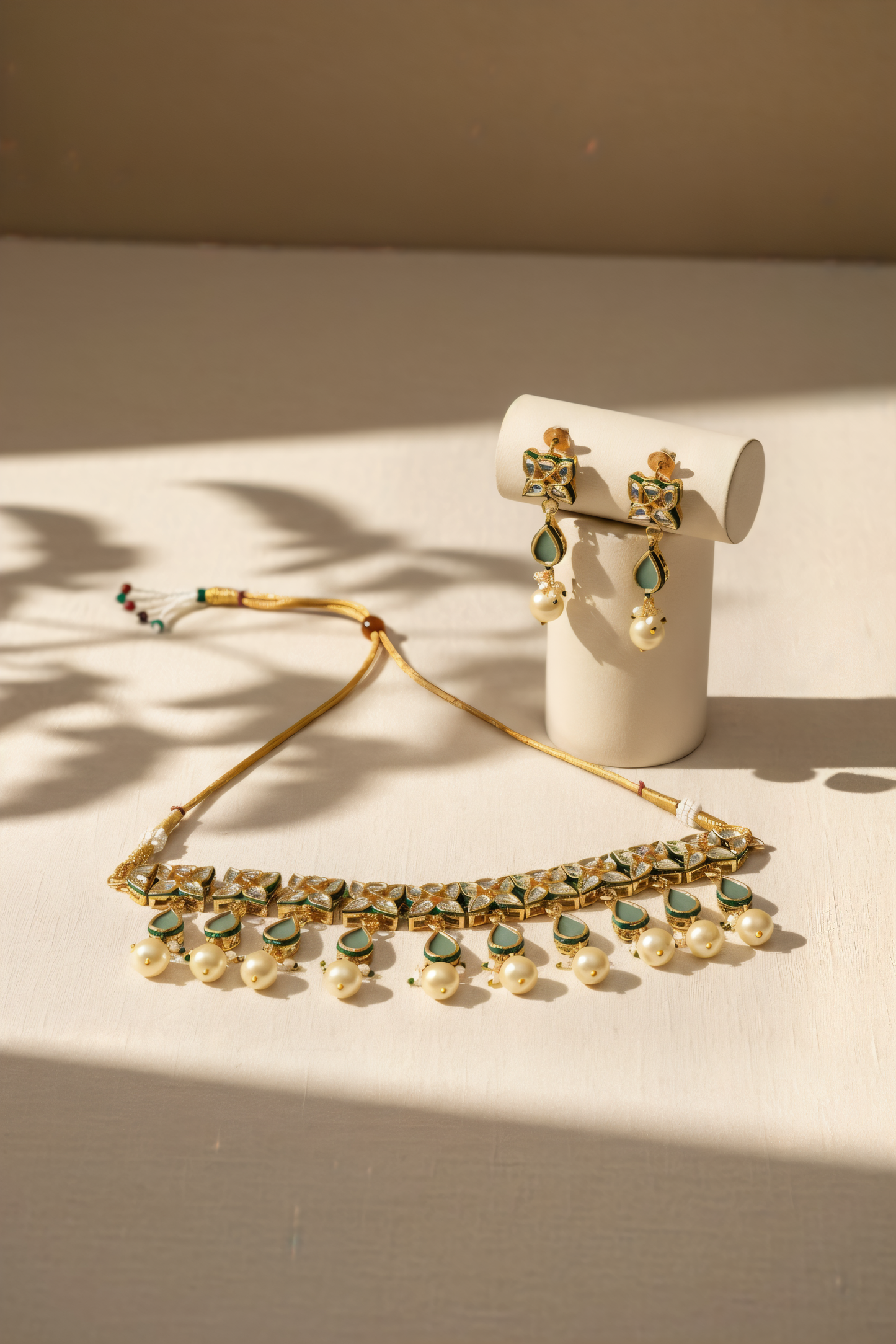 Gold plated ethnic  chokar set with earings