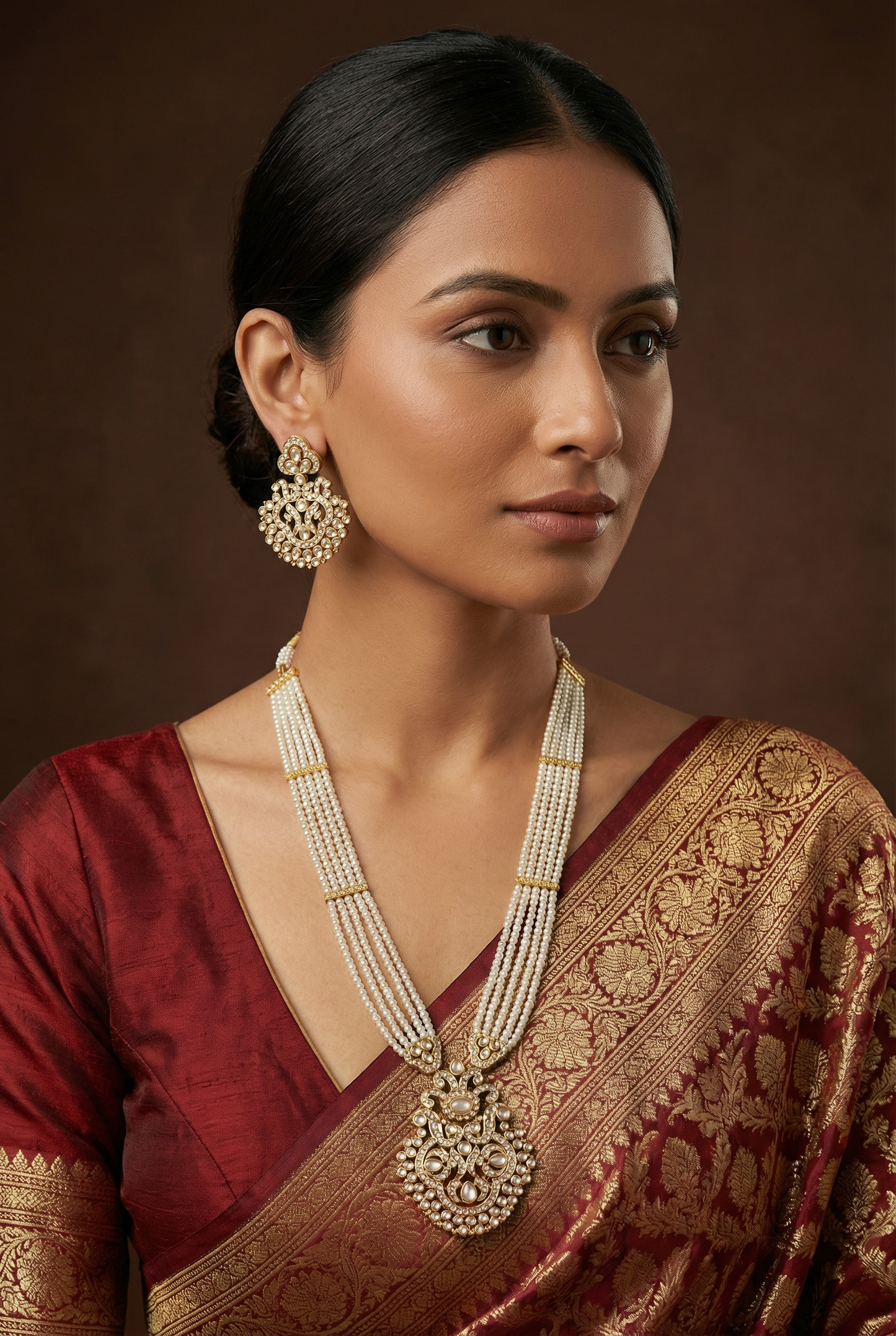 Aarunya Gold Finish Jadau Long Set