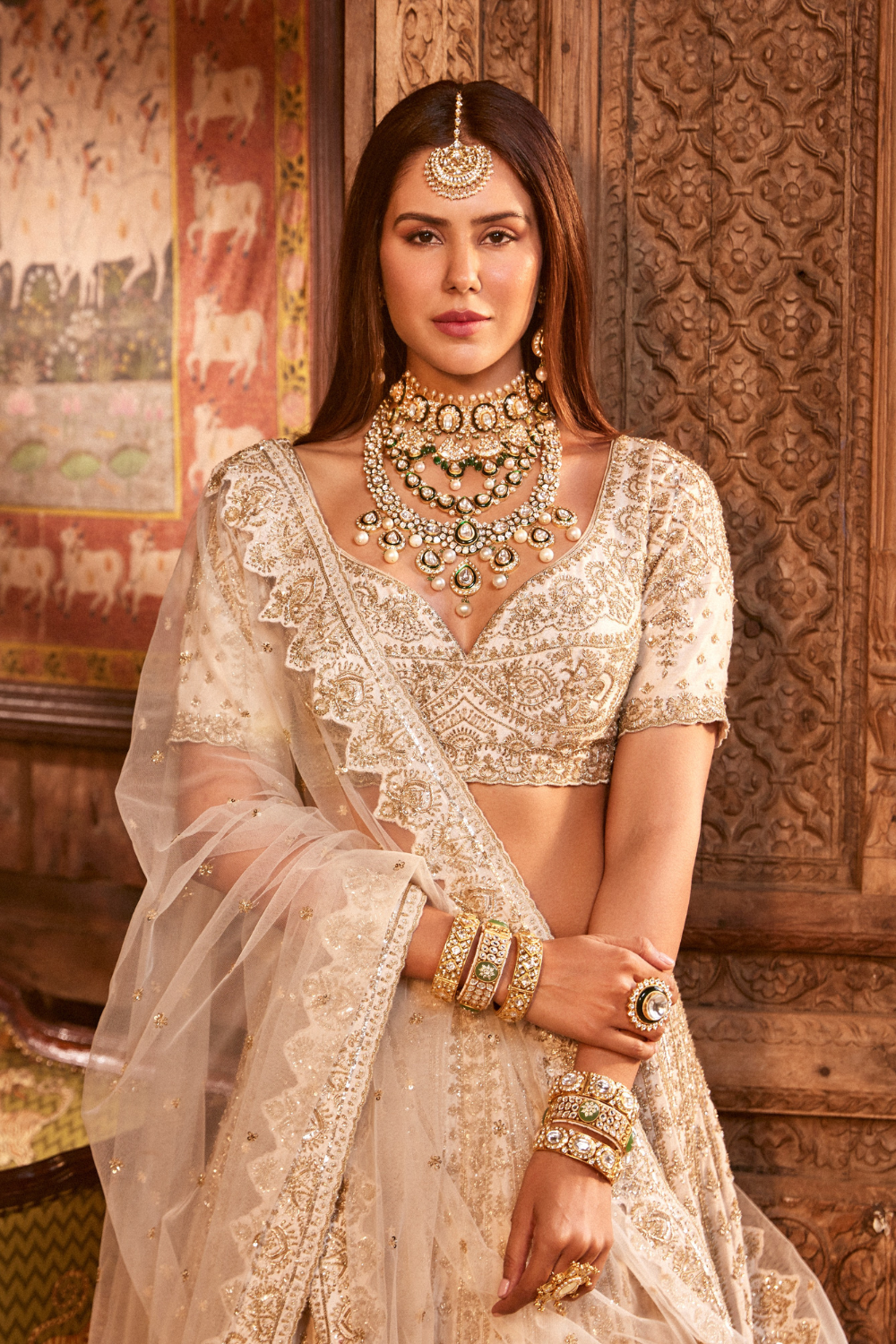 Sonam Bajwa in Gauri Lehenga Set