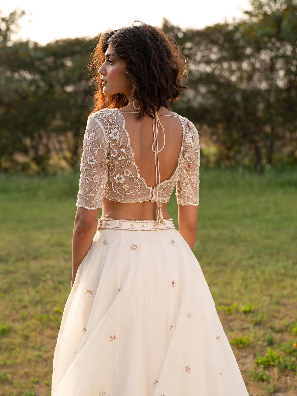 Selene Ivory Silk Organza Lehenga Set