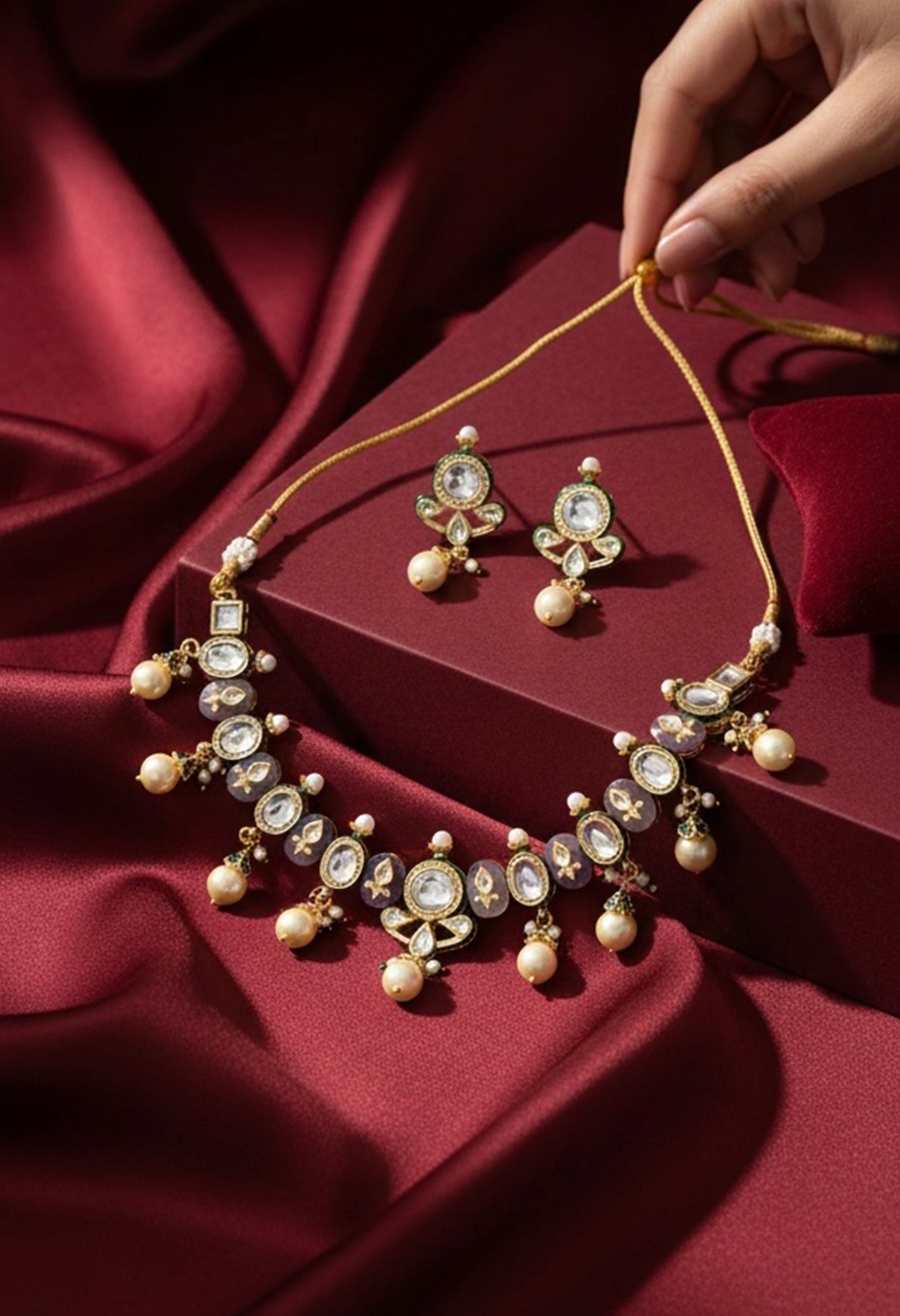 Gold plated ethnic  necklace set with earings