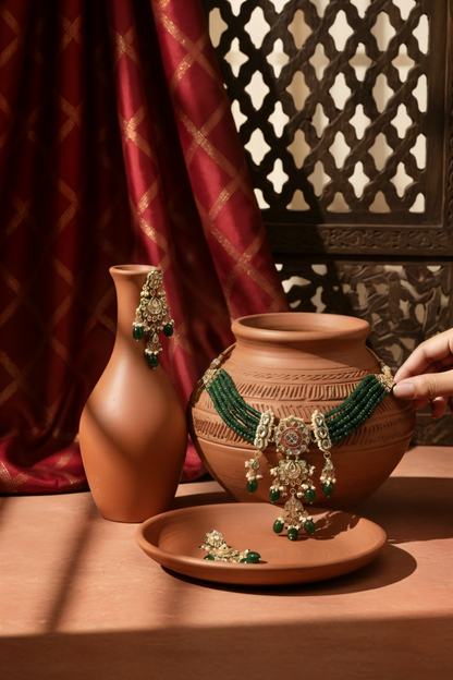 Gold plated   ethnic necklace set with earings