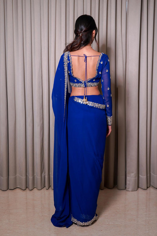Electric Blue Saree Set