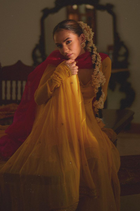 Komal Pandey in Sahana Anarkali Set