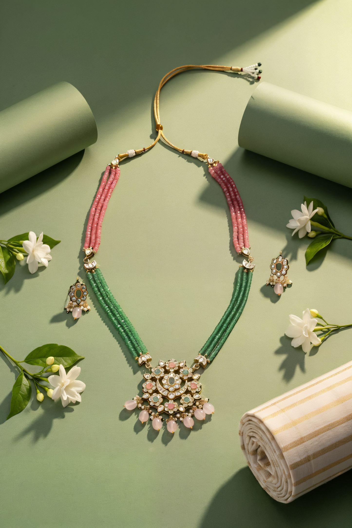Gold plated ethnic  necklace set with earings