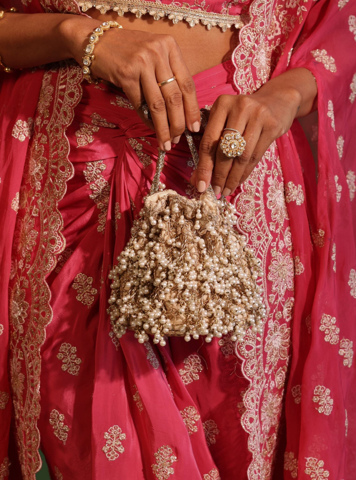 Mulmul Adheera Gold Mini Potli Bag