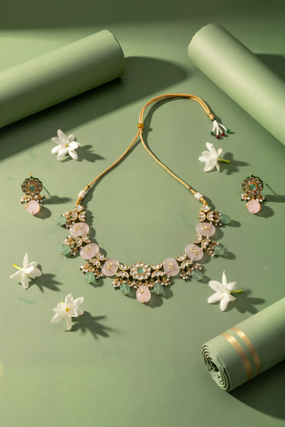 Gold plated   ethnic necklace set with earings