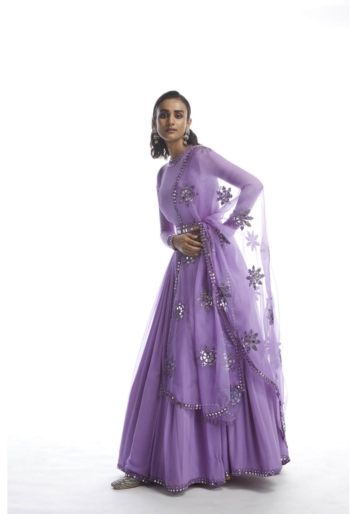 Catnip Purple Chiffon Anarkali Set