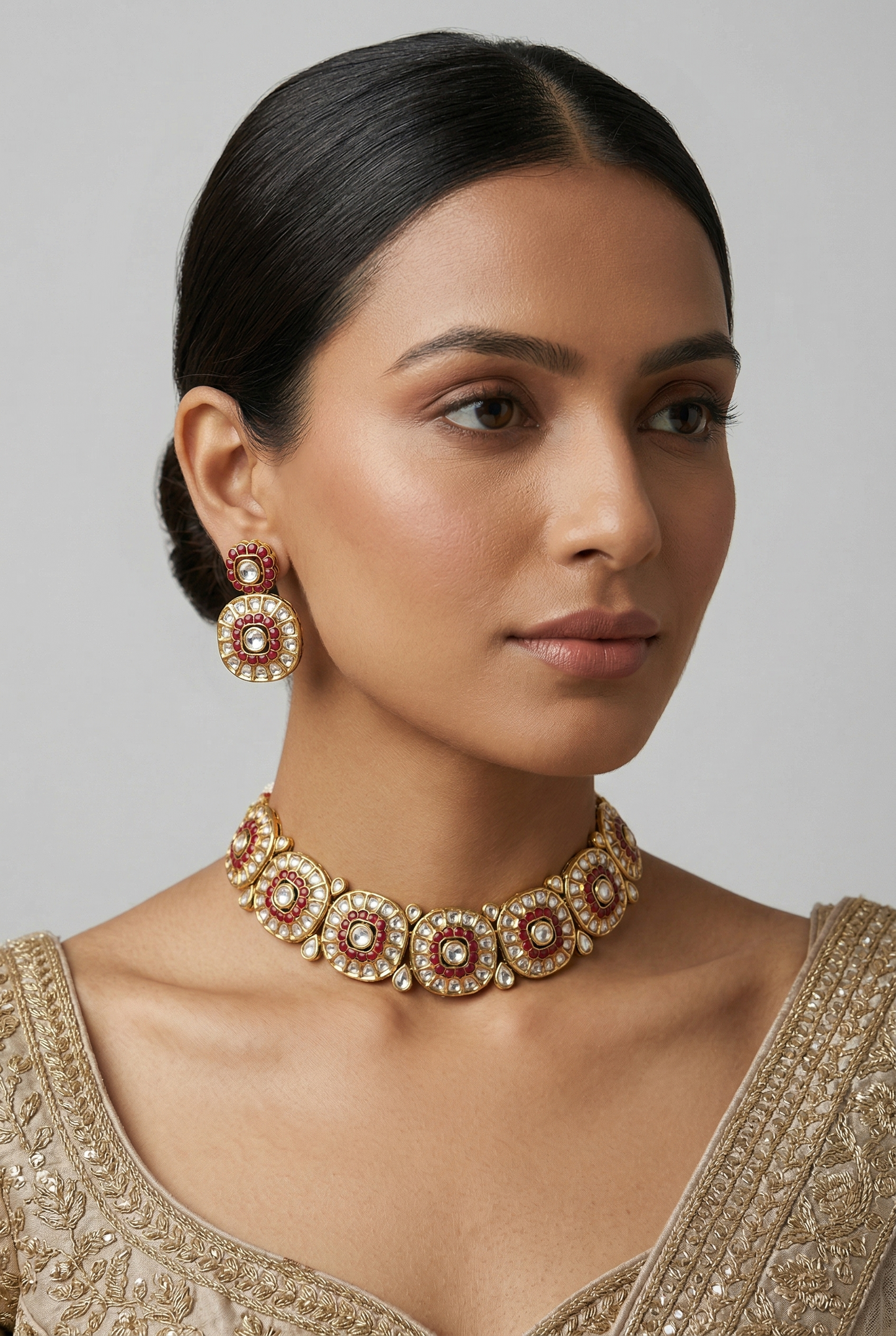 Sarayu Pink Gold Finish Kundan Choker