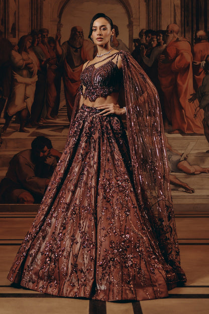 Garnet Cape Top And Skirt set