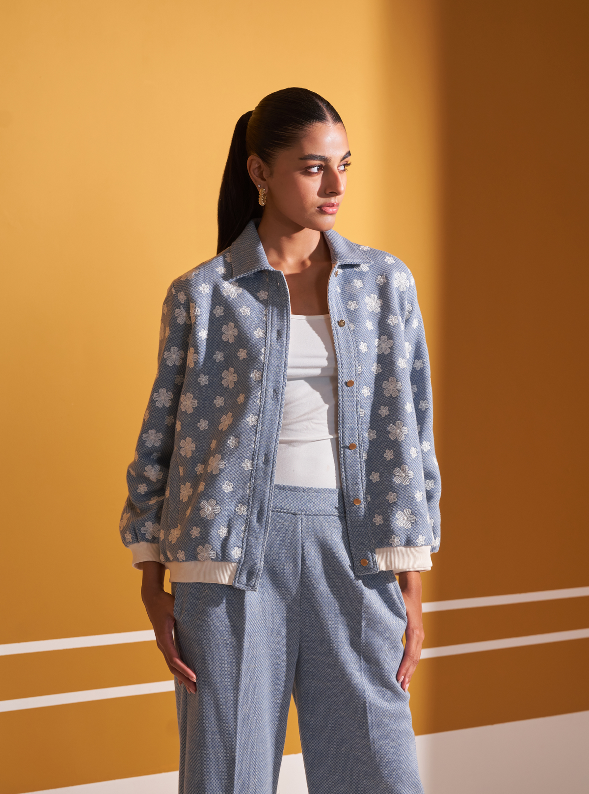 Edith Lurex Knit Blue Co-ord Set