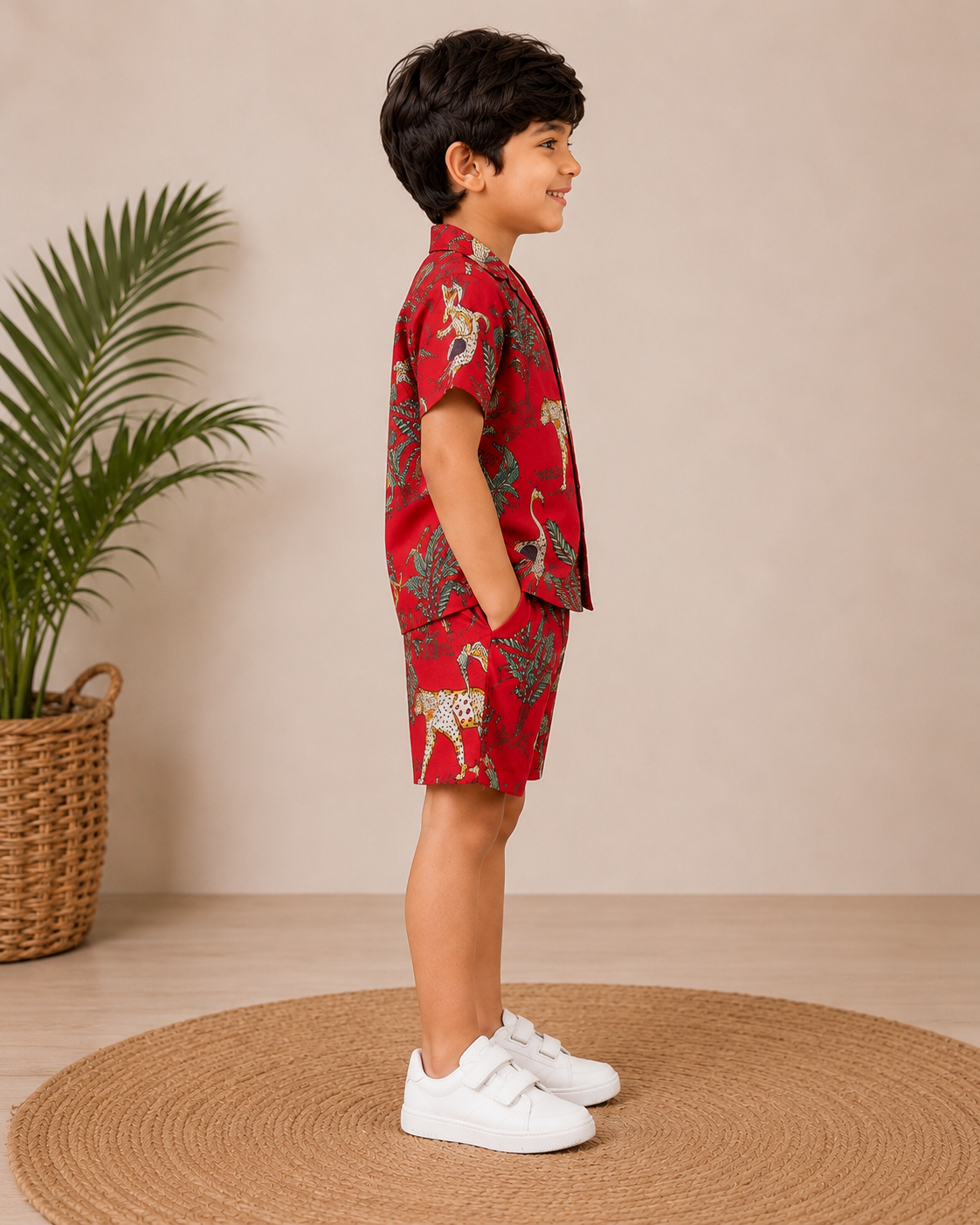 Red jungle printed cordset