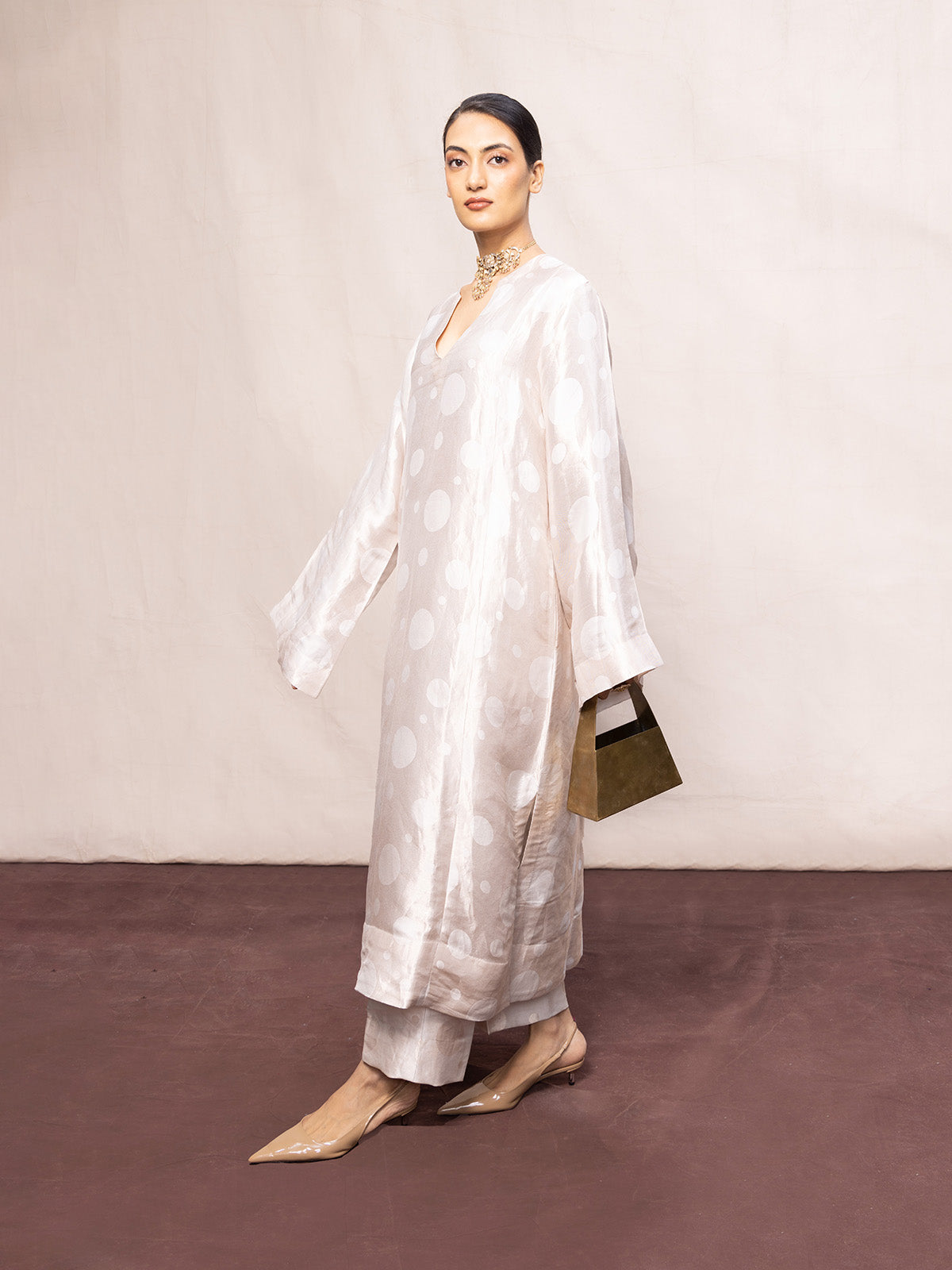 Handwoven Ivory Silk Banarasi Kurta Set