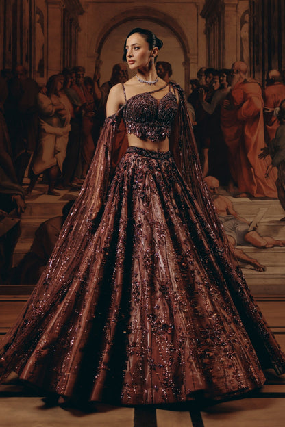 Garnet Cape Top And Skirt set