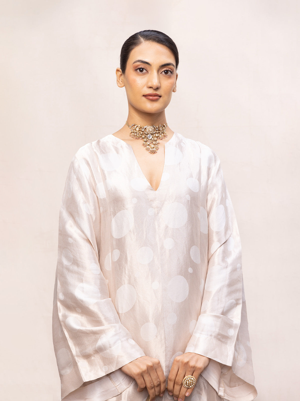 Handwoven Ivory Silk Banarasi Kurta Set