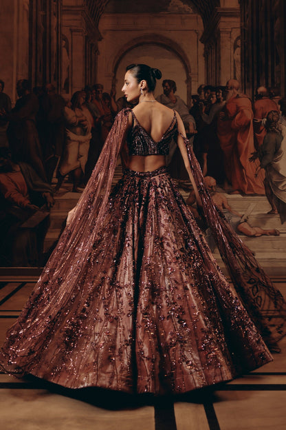 Garnet Cape Top And Skirt set