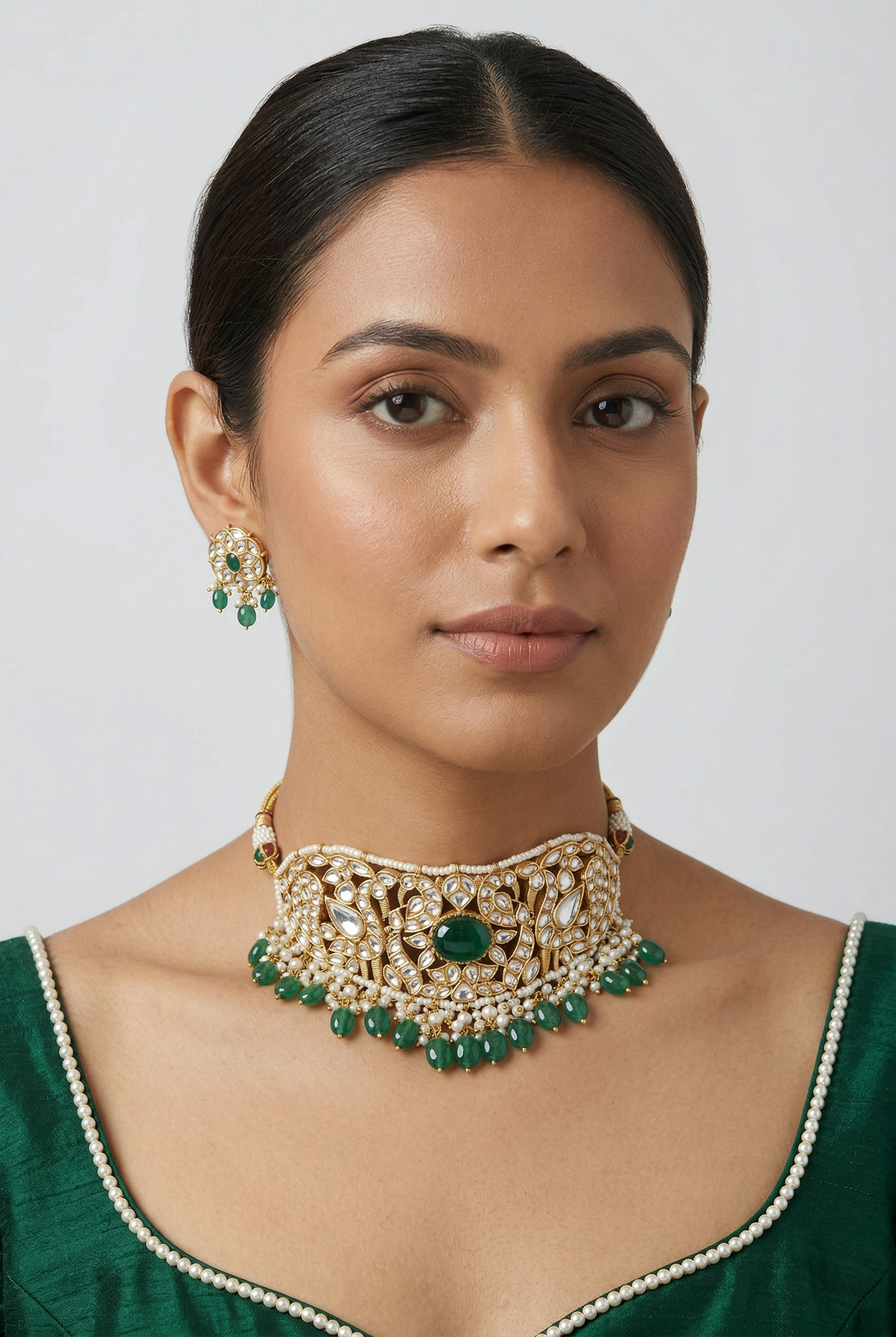 Sumeera Green Pearl Kundan Choker