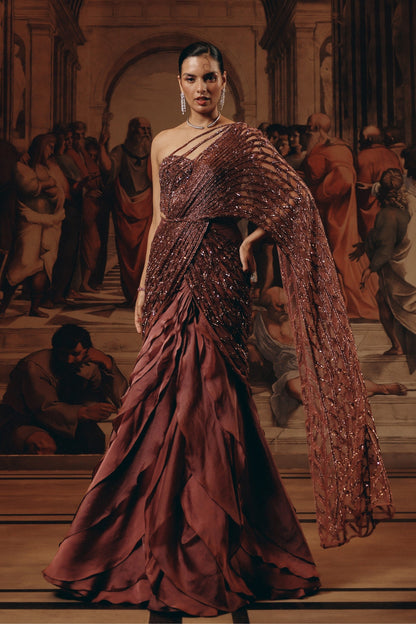 Garnet Ruffled Saree