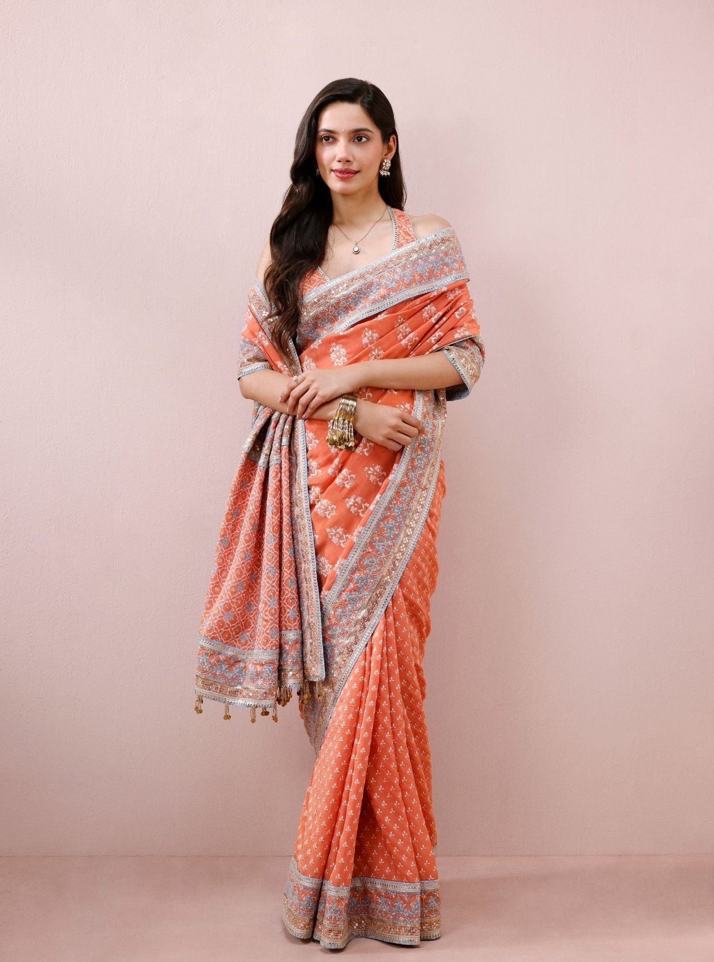 Riona Banarsi Orange Saree