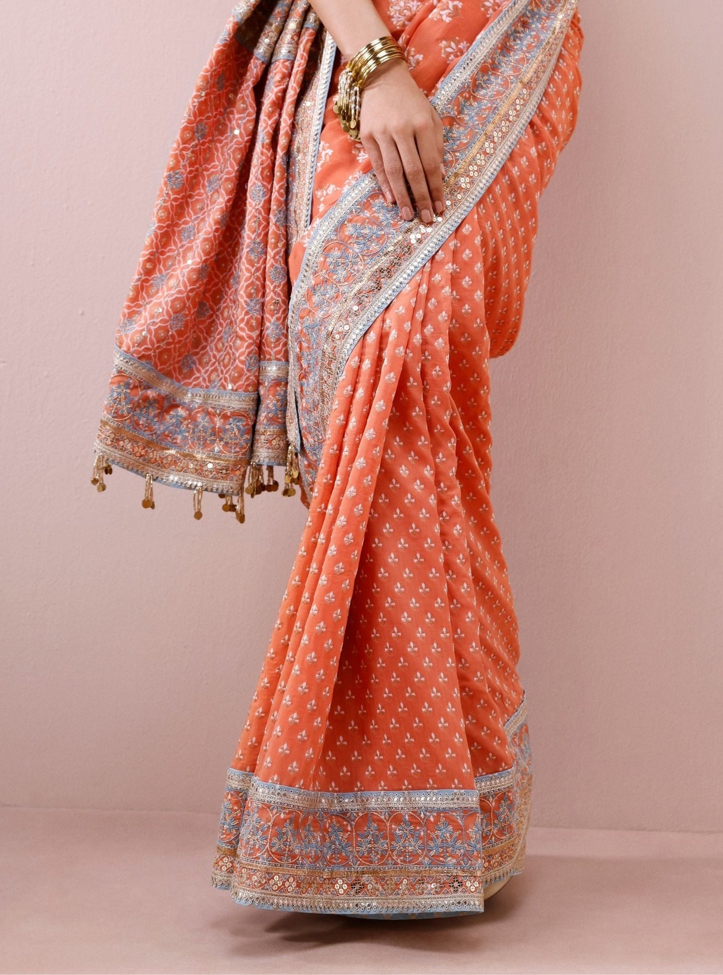 Riona Banarsi Orange Saree
