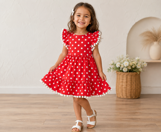 Red polka dot dress