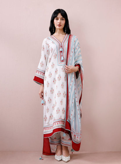 Zela Lawn Printed Off-White Kurta Set