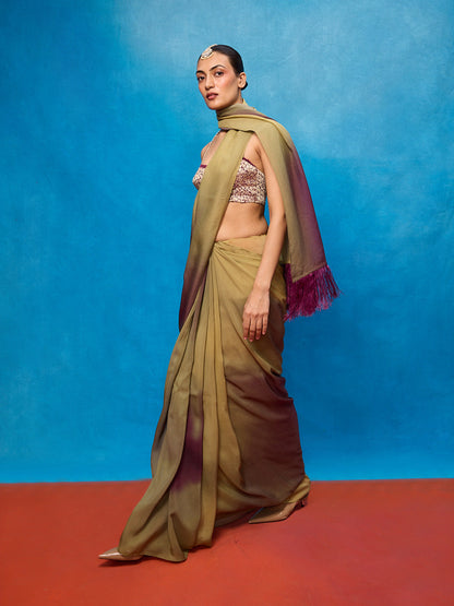 Multicolour Chiffon Digital Print Saree