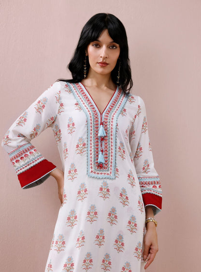 Zela Lawn Printed Off-White Kurta Set