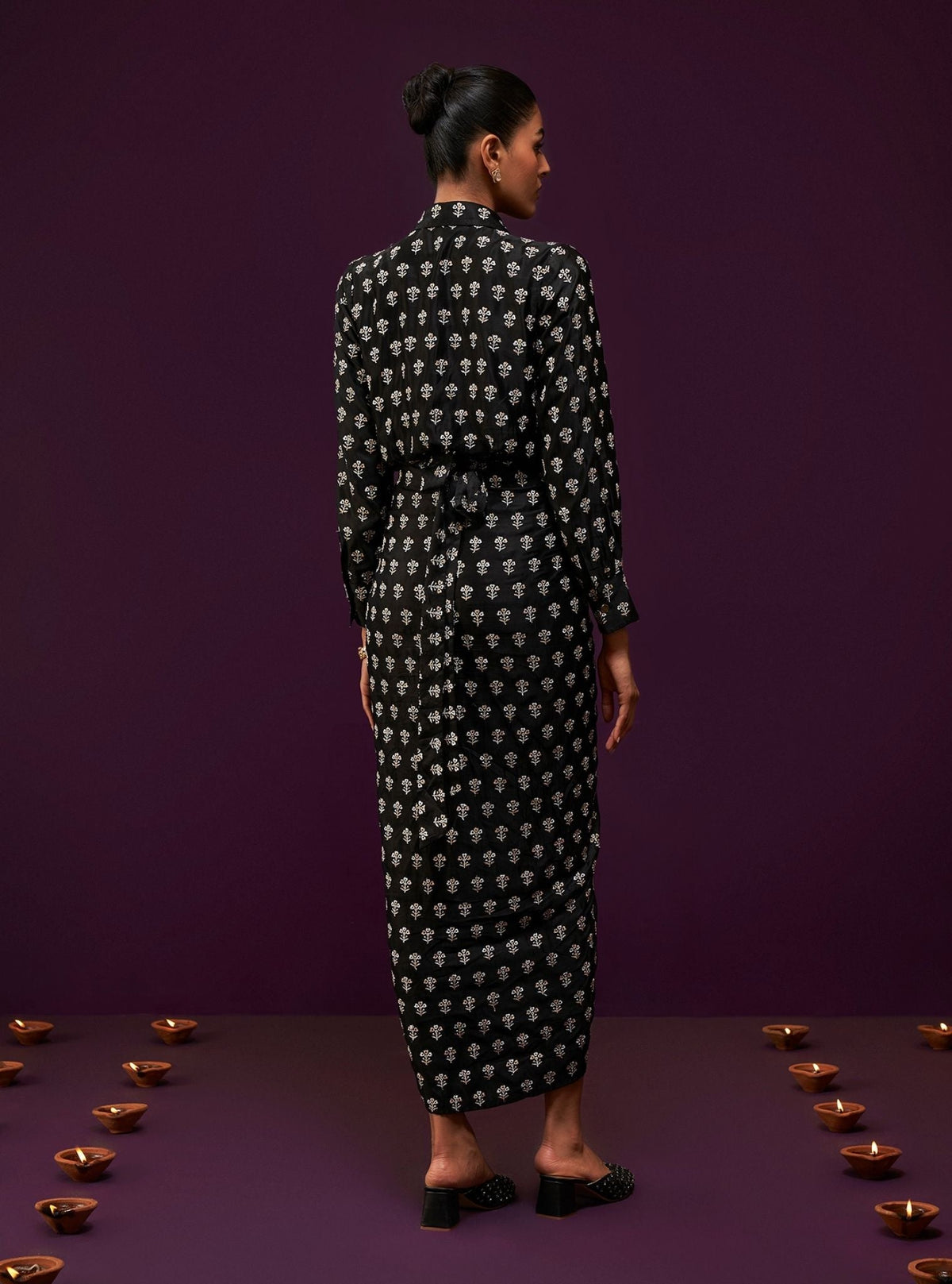 Florine Cupro Satin Black Co-ord Set