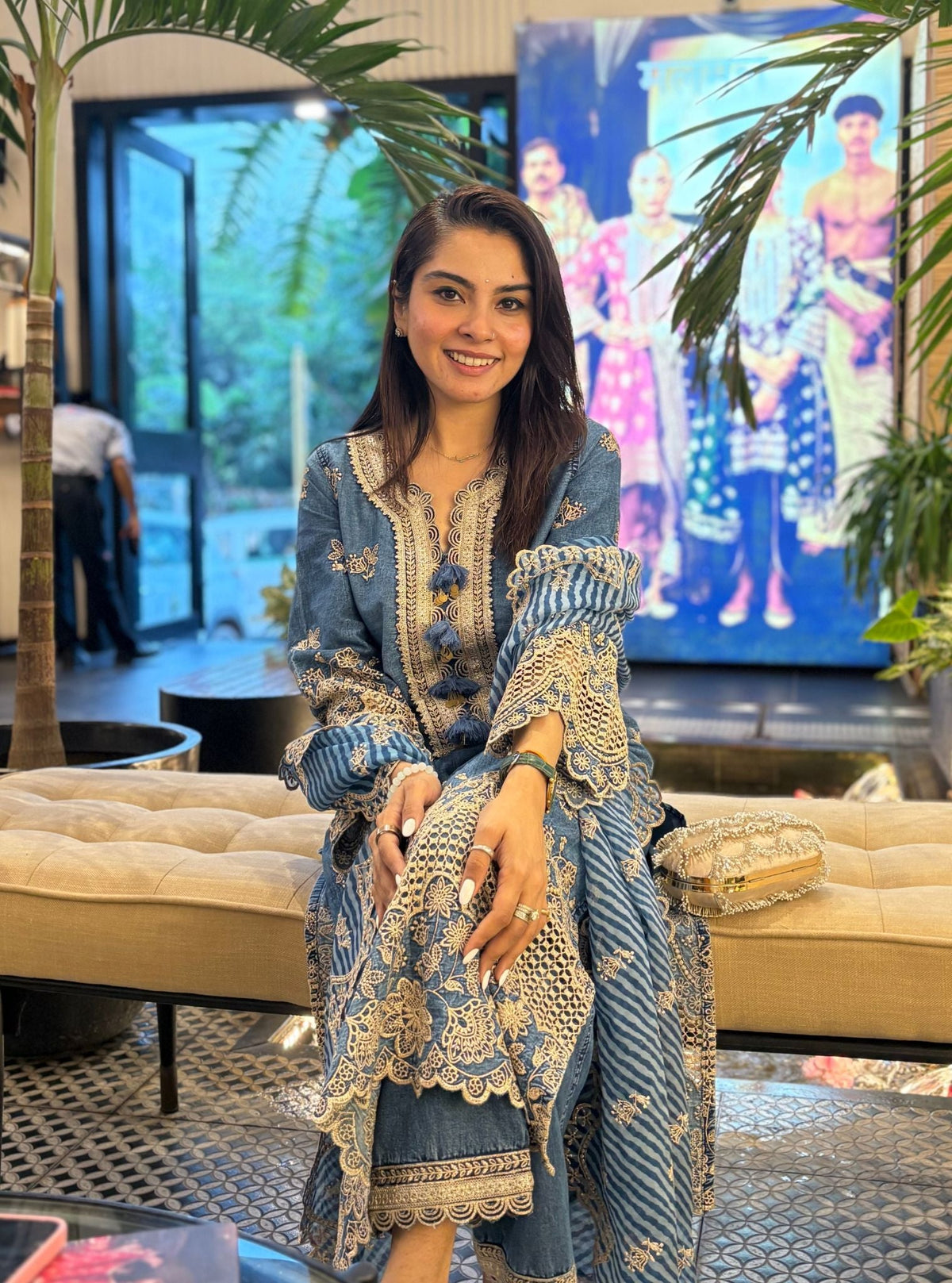 Luri Denim Kurta Set
