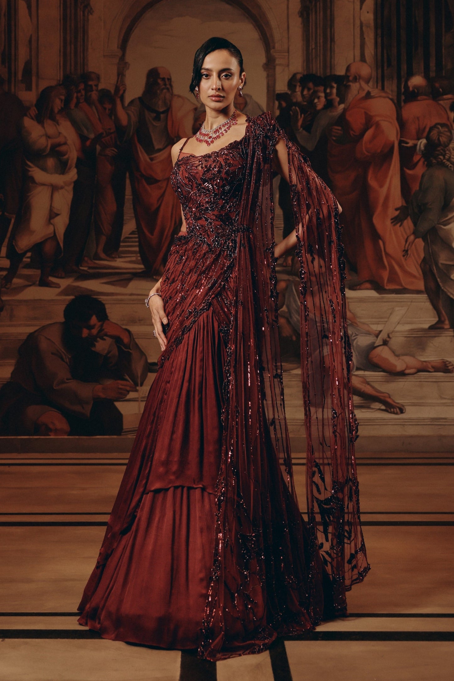 Crimson Radiance saree