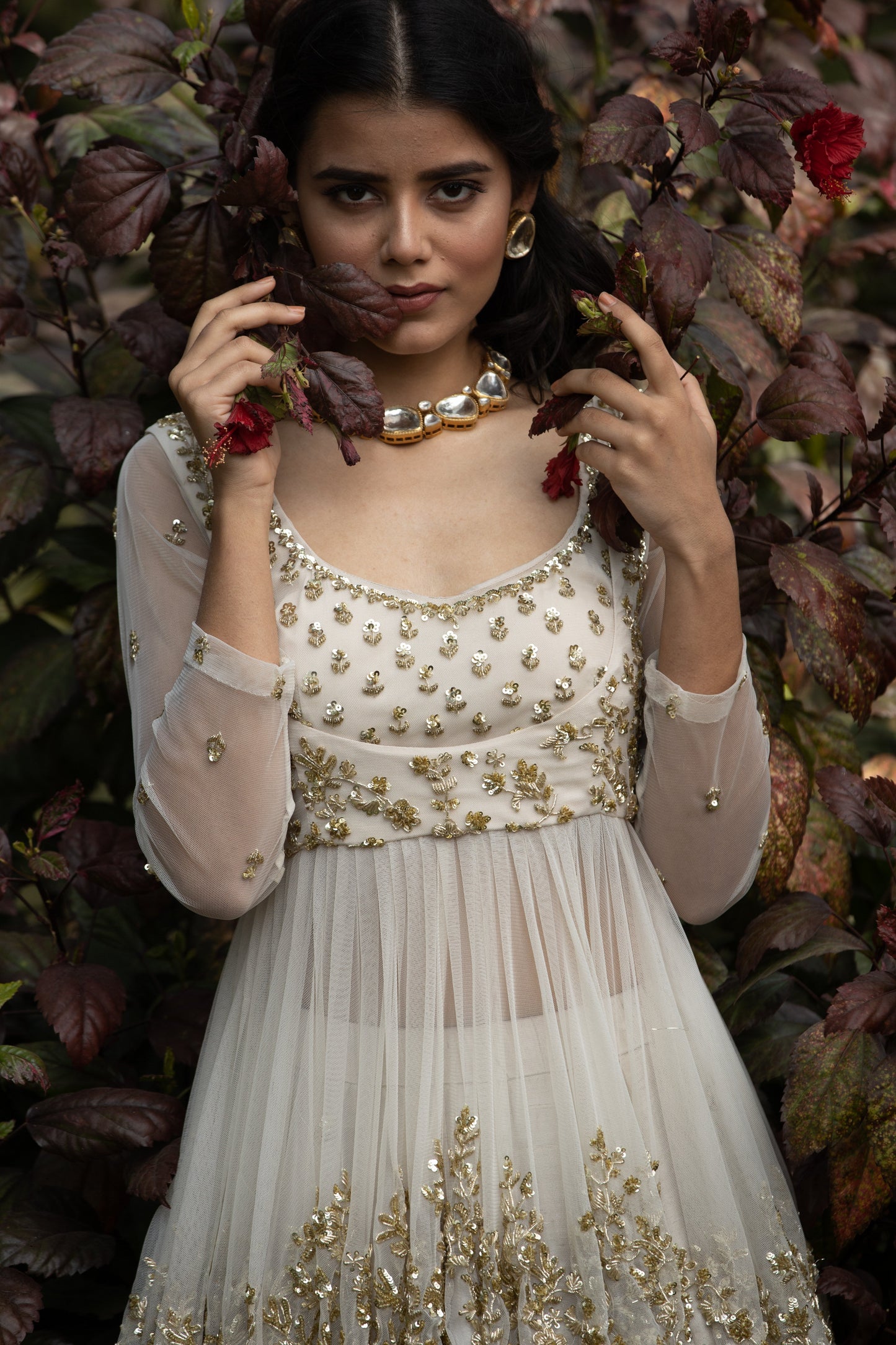 Gold Sequins Raw Silk Lehenga With Peplum Work Blouse