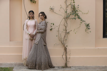 Light Brown Bootie Kurti And Lehenga Set