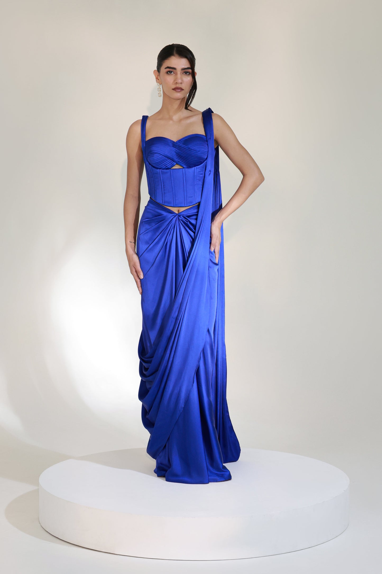 COBALT CORSET SAREE SET