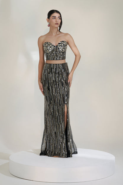 BLACK MAJESTY CORSET LEHENGA SET