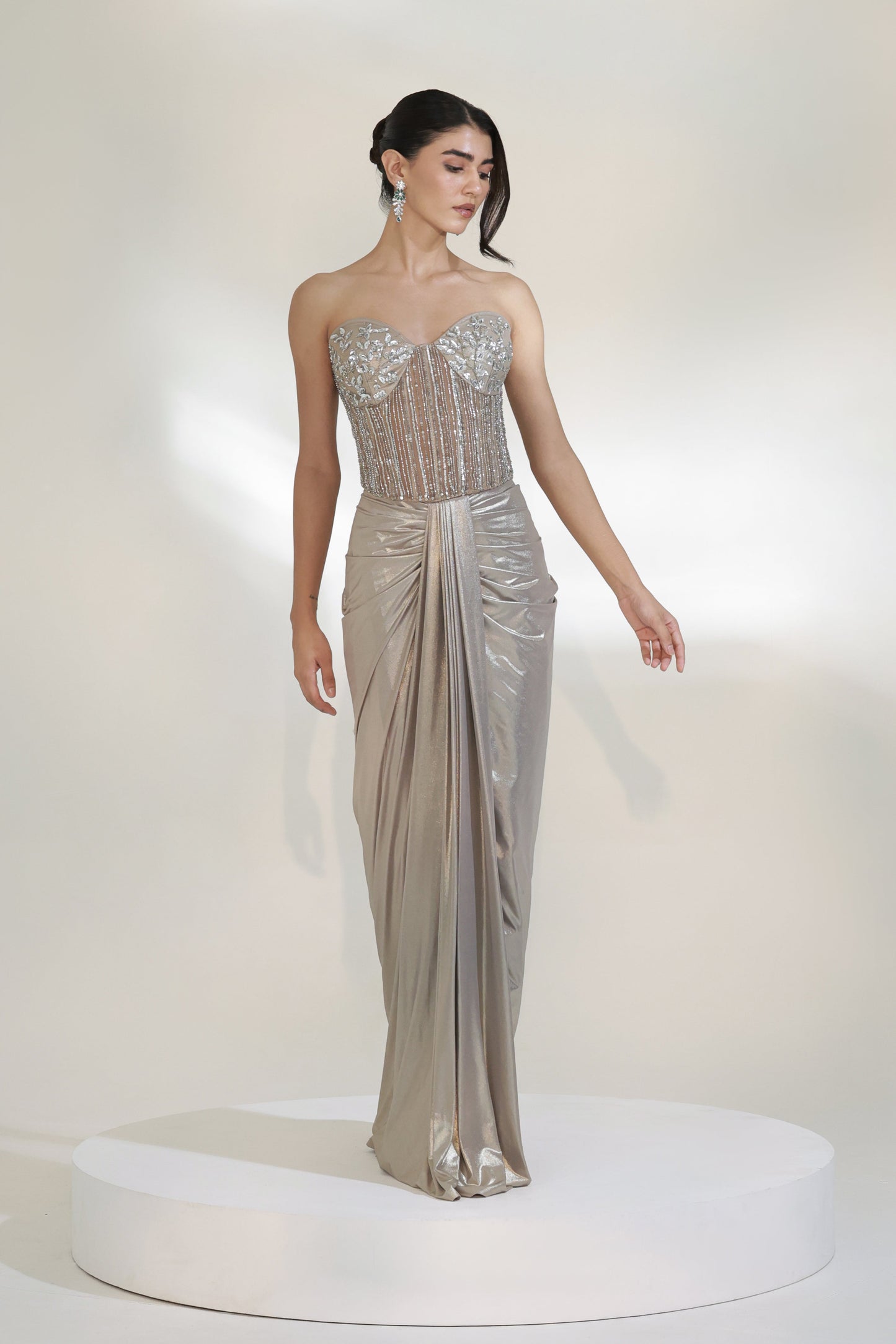 PLATINUM CORSET DHOTI SET