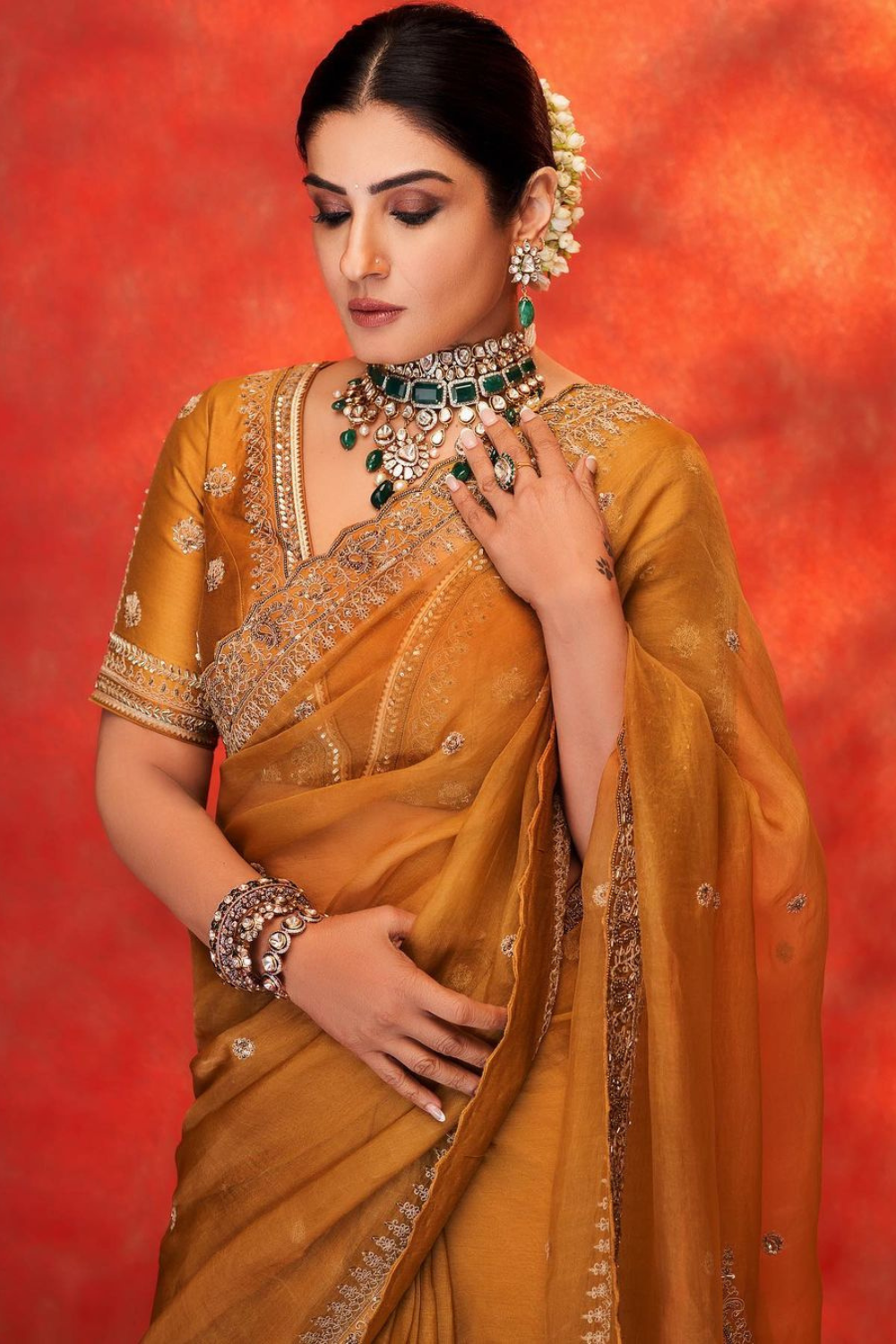 Raveena Tandon in Zara Saree