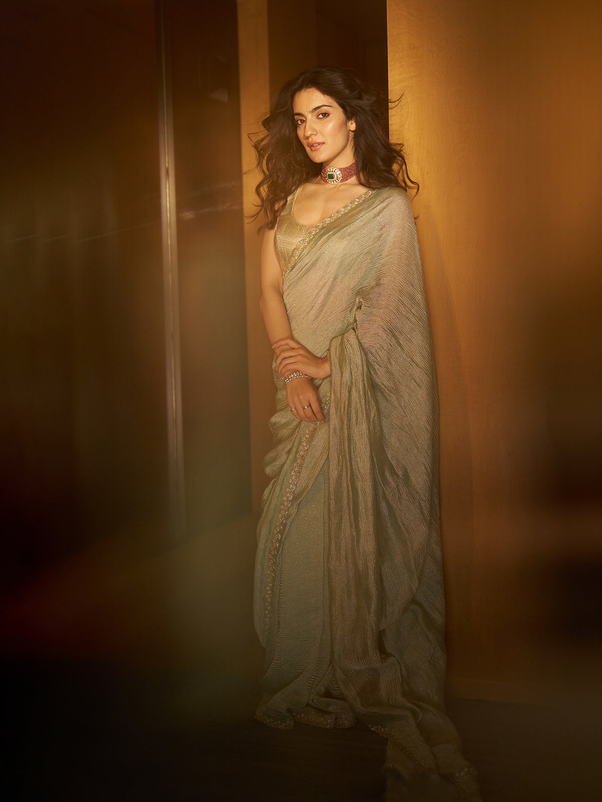 Handwoven Jade Green Tissue Saree