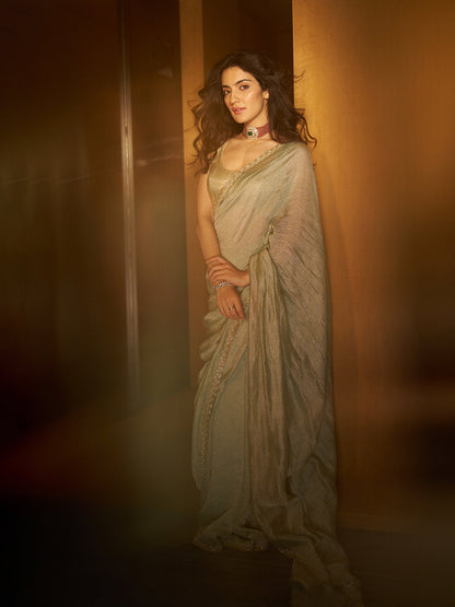 Handwoven Jade Green Tissue Saree