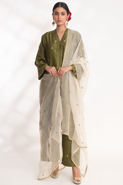 Ojal Kurta Set Henna Green
