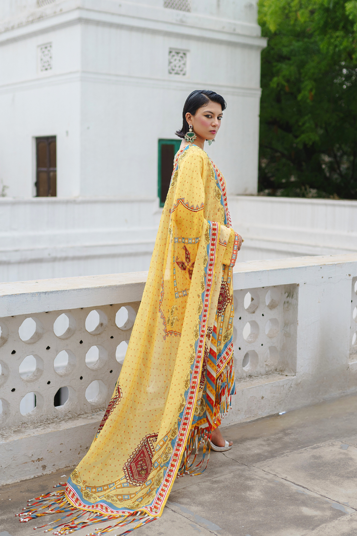 Yellow straight suit with pant set