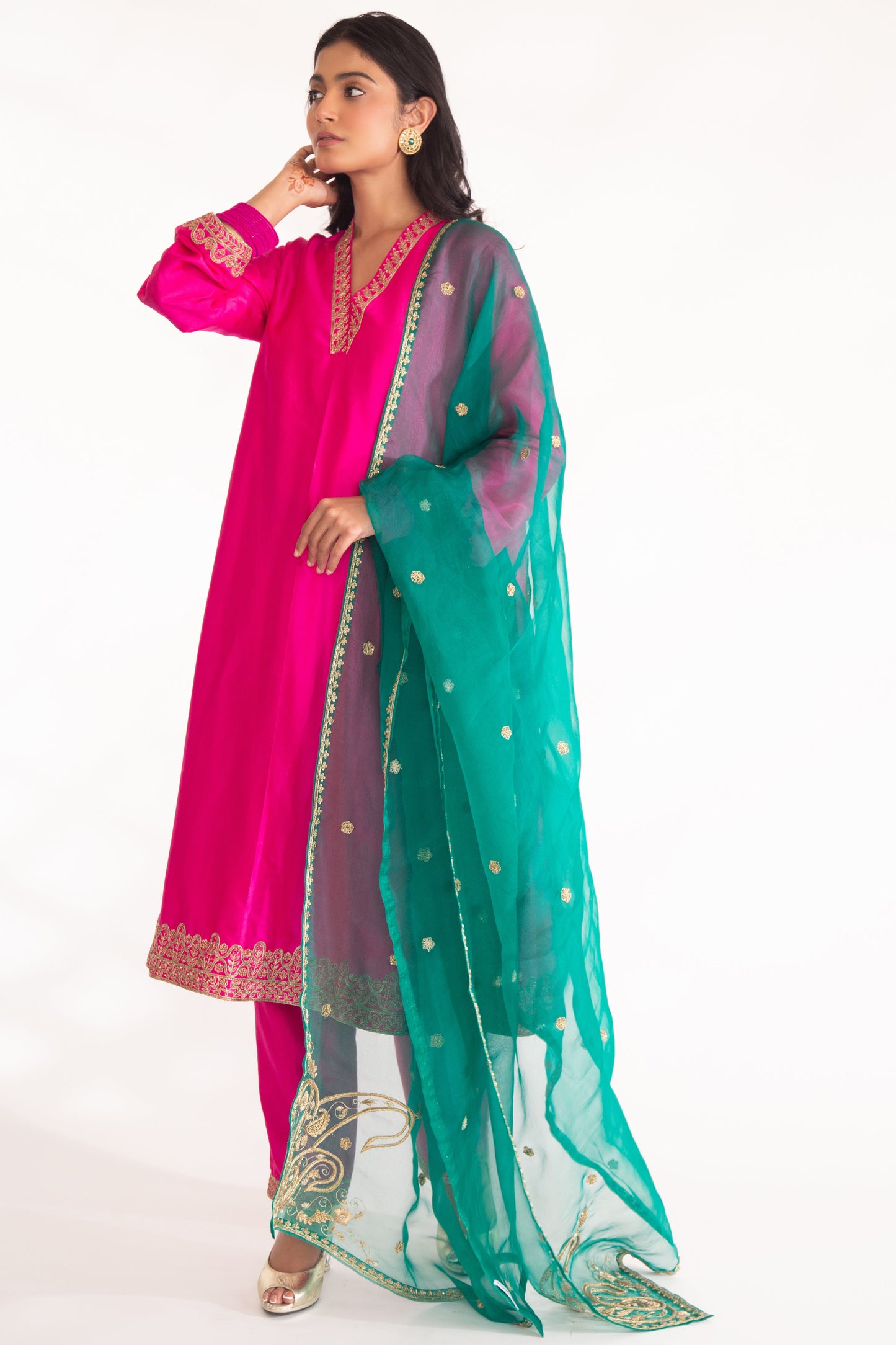 Dhriti Kurta Set Magenta Pink