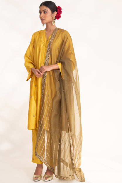 Ojal Kurta Set Yellow
