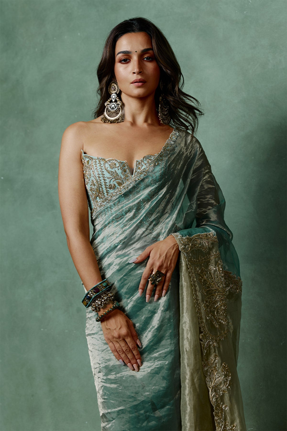 Ocean Breeze Corset Saree