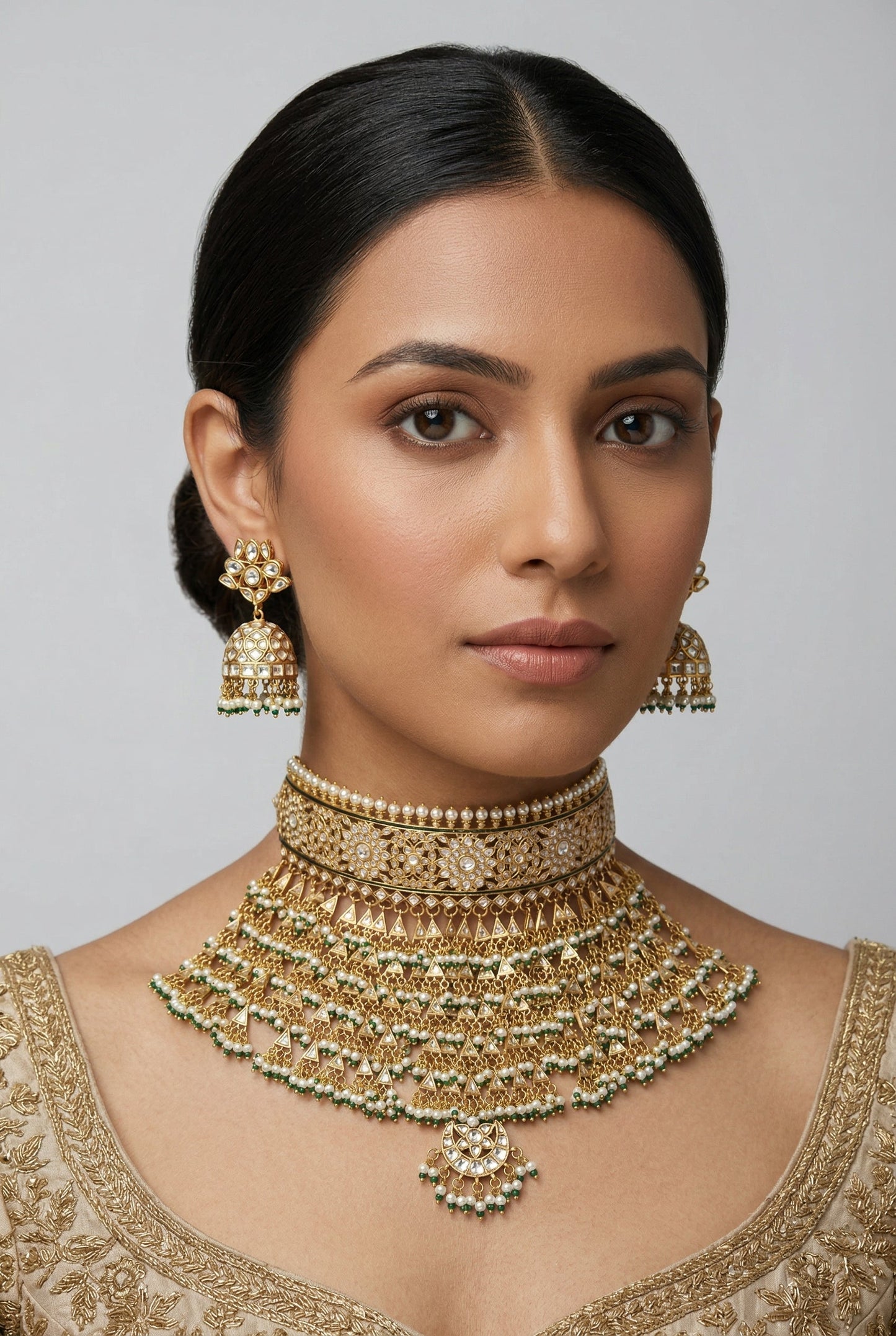 Ritvija Gold Plated Kundan Bridal Set