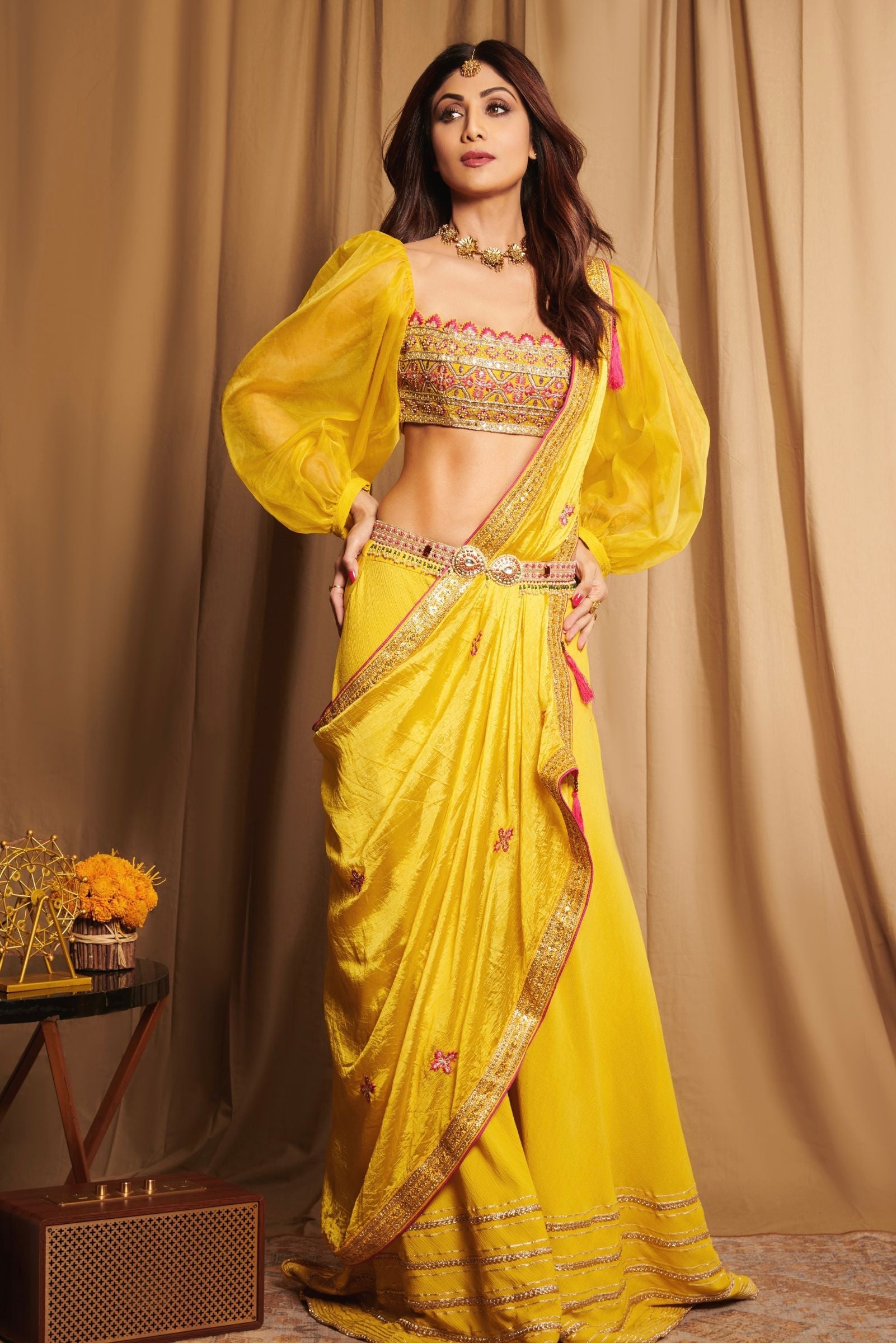 Women's Mustard Yellow Embroidered Sharara Set