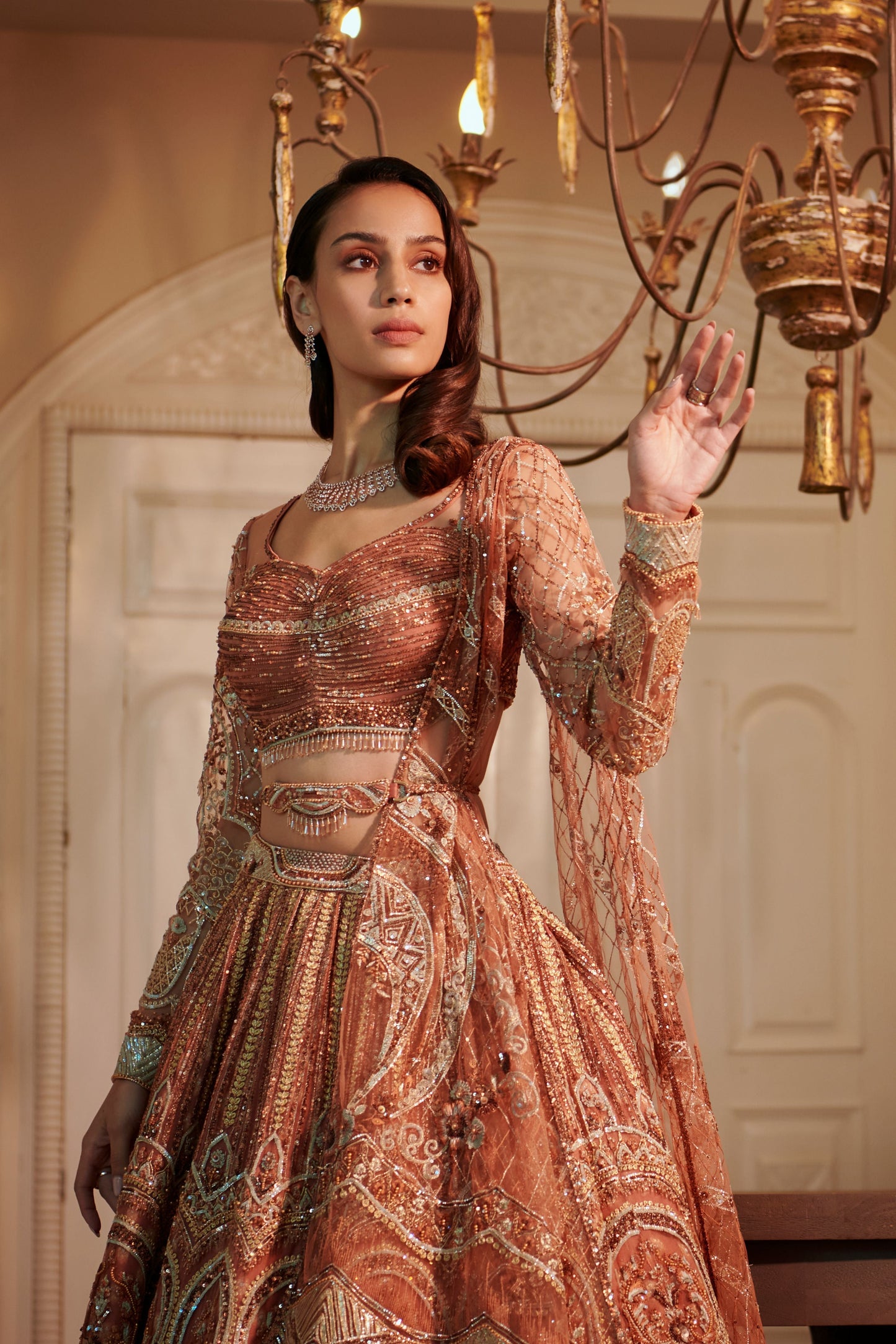 Rust Swan Lehenga