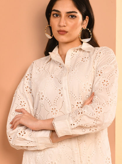 Trix Supima Cotton White Co-ord Set